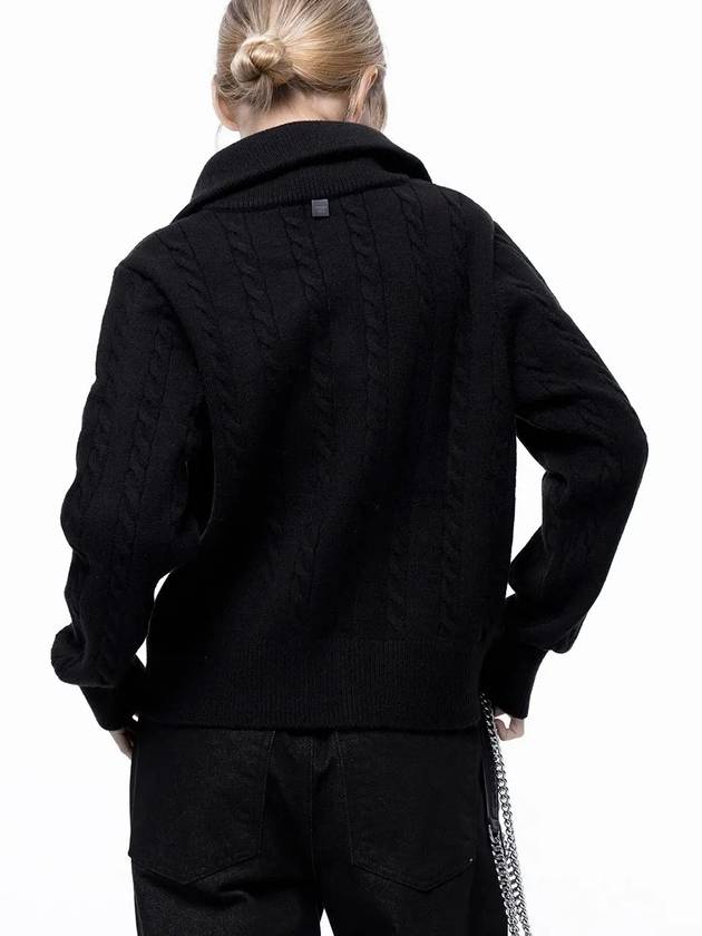 Four Woman Women s Soft Cable Zip up Knit Cardigan Black W243TP03BK - CHANCE'S NOI - BALAAN 4