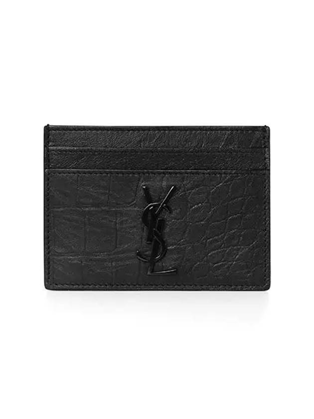 Monogram Crocodile Leather Card Wallet Black - SAINT LAURENT - BALAAN 2