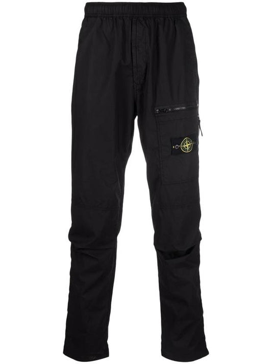 Stretch Cotton Tela Paracadute Garment Dyed Cargo Pants Black - STONE ISLAND - BALAAN 1