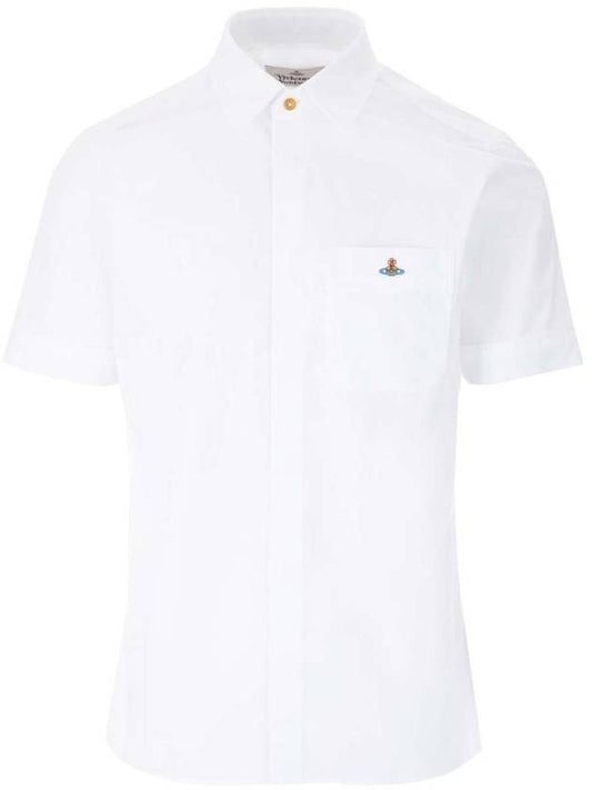 Men's Logo Classic Short Sleeve Shirt White - VIVIENNE WESTWOOD - BALAAN 1