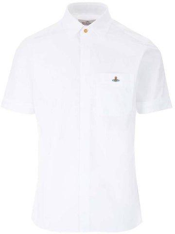 Men's Logo Classic Short Sleeve Shirt White - VIVIENNE WESTWOOD - BALAAN 1