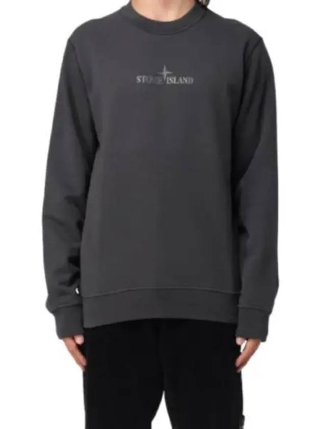 Cotton Fleece Crew Neck Sweatshirt Dark Grey - STONE ISLAND - BALAAN 2