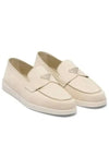 Triangle Logo Suede Loafers Beige - PRADA - BALAAN 2