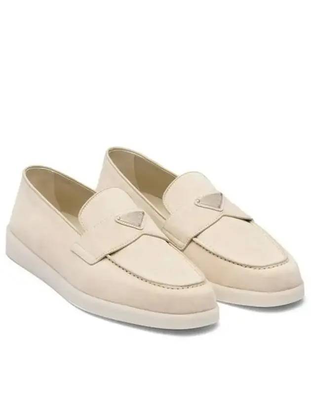 Triangle Logo Suede Loafers Beige - PRADA - BALAAN 2