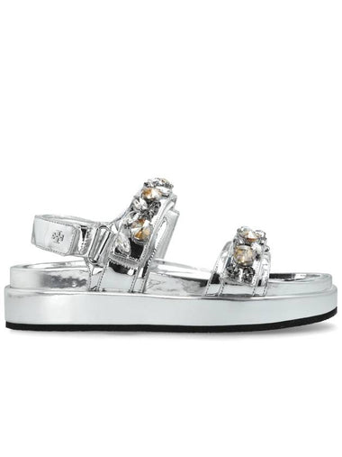 Tory Burch Sandals With Logo, Women's, Silver - TORY BURCH - BALAAN 1