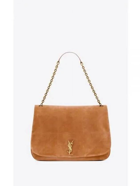 Jamie Suede Shoulder Bag Brown Caramel - SAINT LAURENT - BALAAN 1