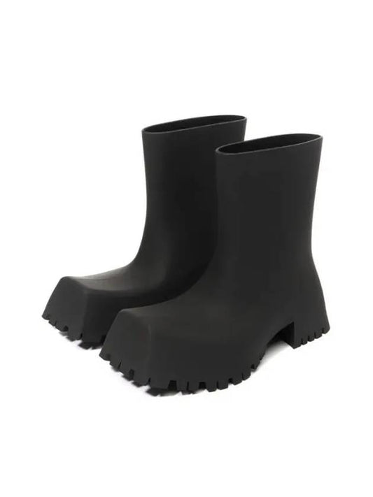 Women's Square Toe Rubber Trooper Middle Boots Black - BALENCIAGA - BALAAN 2