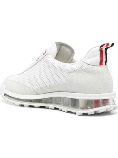 Vitello Calf Leather Clear Sole Tech Runner Sneakers White - THOM BROWNE - BALAAN 2