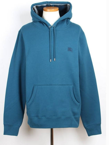 Embroidered Logo Hoodie Blue L - BURBERRY - BALAAN 1