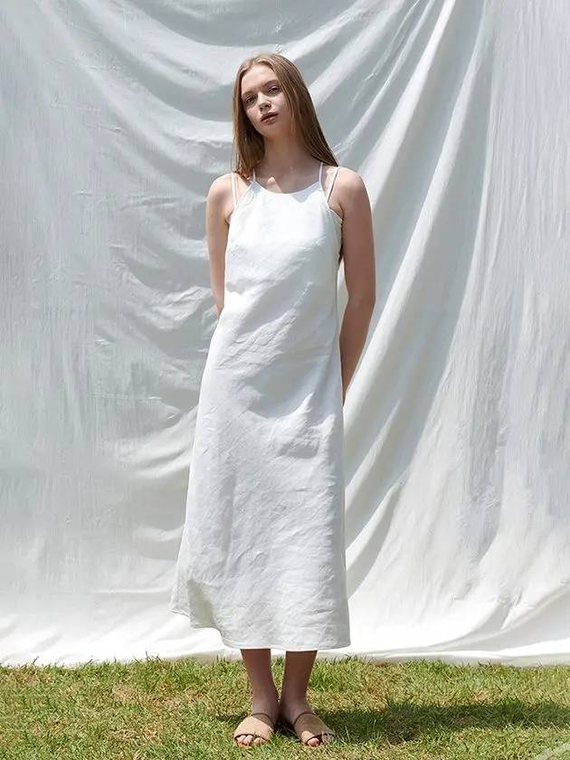 linen halter dress white - PINBLACK - BALAAN 1