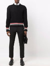 Men's Three Stripe Cable Knit Black - THOM BROWNE - BALAAN.