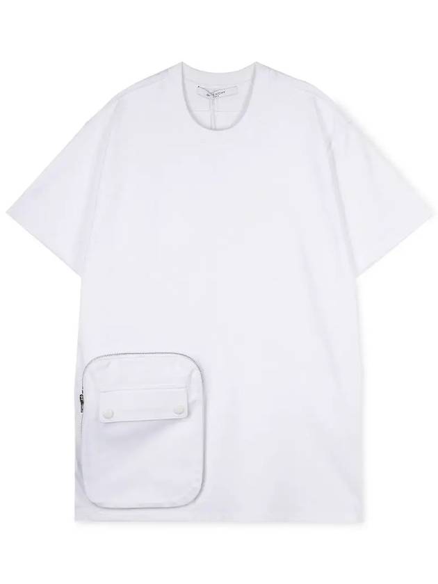 Men's zipper pocket detail white short sleeve t-shirt 7214 666 100 - GIVENCHY - BALAAN 3