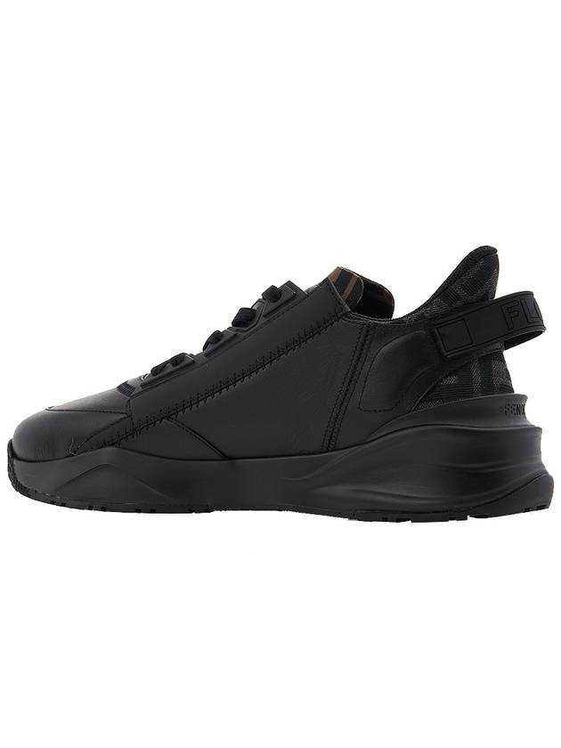Flow FF Jacquard Leather Running Low Top Sneakers Black - FENDI - BALAAN 4