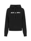 Logo Print Cotton Oversized Hoodie Black - BURBERRY - BALAAN 2