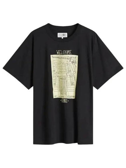 Graphic Print Short Sleeve T-Shirt Black - MAISON MARGIELA - BALAAN 2