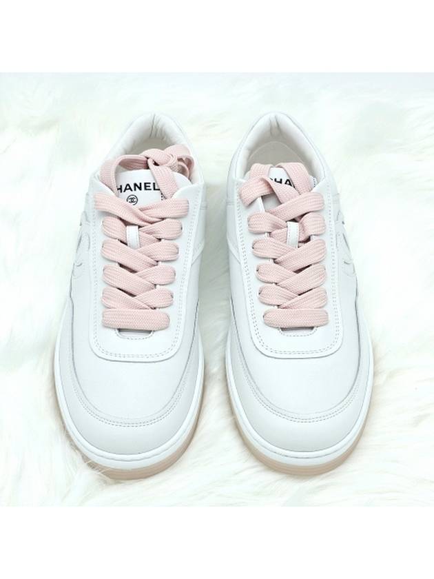 CC Logo Tennis Sneakers White Pink Unisex G39978 - CHANEL - BALAAN 2