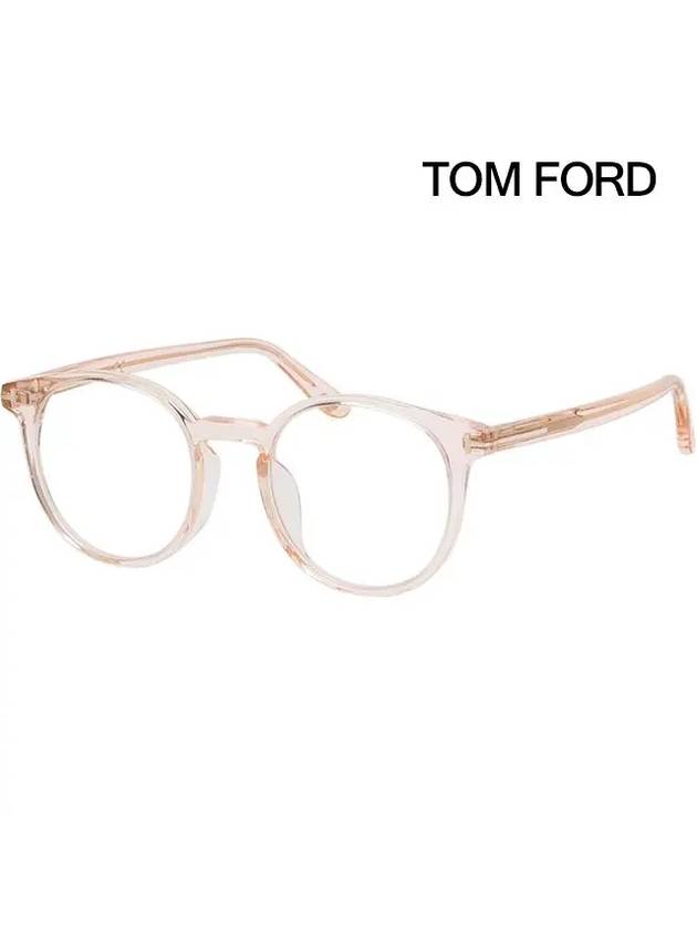 Blue light blocking glasses frame TF5796KB 072 Pink transparent horn rim Asian fit - TOM FORD - BALAAN 1