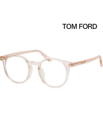 Blue light blocking glasses frame TF5796KB 072 Pink transparent horn rim Asian fit - TOM FORD - BALAAN 1