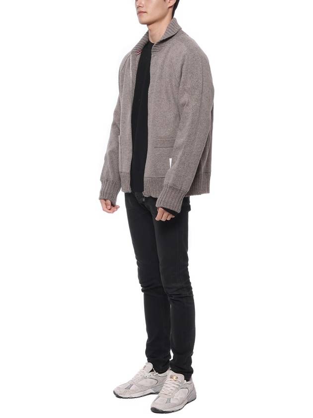 Alpaca Wool Zipper Bomber Jacket Grey - THOM BROWNE - BALAAN 5