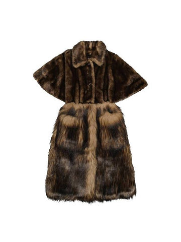 Women's Faux Fur Short Sleeve Single Fur Coat Brown - BURBERRY - BALAAN 1