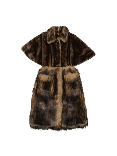 Women's Faux Fur Short Sleeve Single Fur Coat Brown - BURBERRY - BALAAN 1