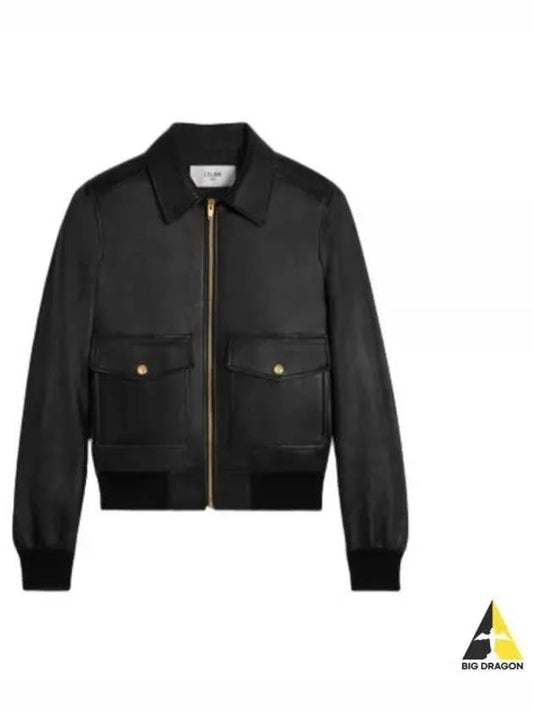 Biker Leather Jacket Black - CELINE - BALAAN 2
