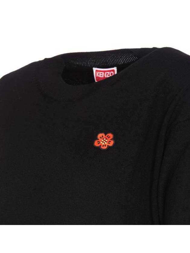 Boke Flower Crest Embroidered Wool Knit Top Black - KENZO - BALAAN 4