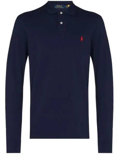 Embroidered Logo Slim Fit Polo Shirt Dark Blue - POLO RALPH LAUREN - BALAAN 2