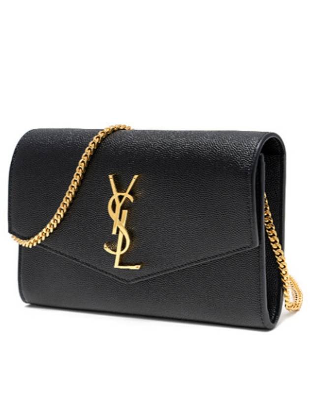 Monogram Uptown Chain Embossed Leather Long Wallet Black - SAINT LAURENT - BALAAN 4