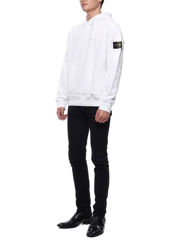 Wappen Patch Cotton Fleece Hoodie White - STONE ISLAND - BALAAN 5