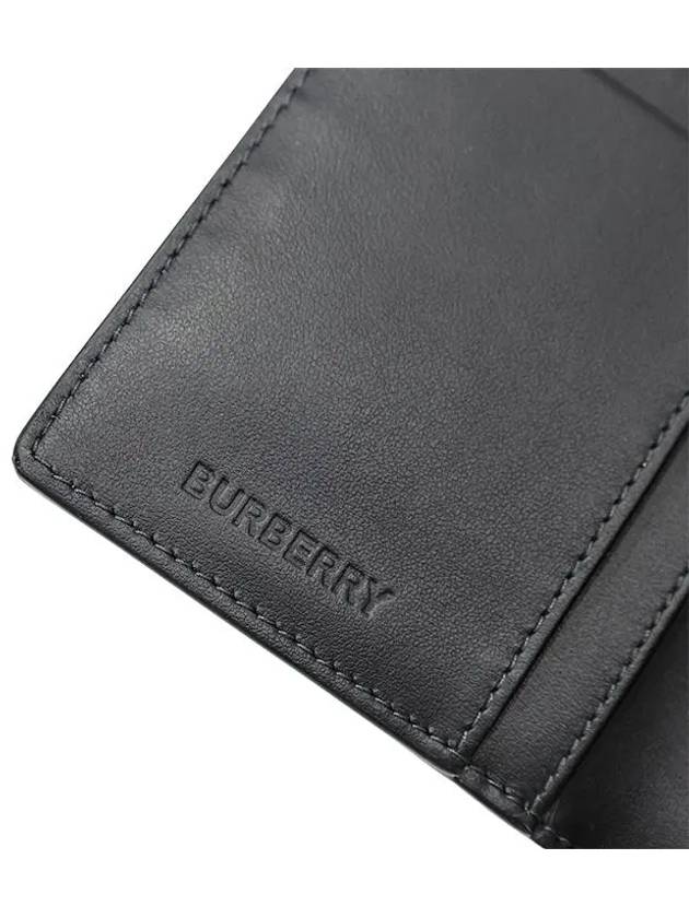 Logo Checked Leather Long Wallet Charcoal - BURBERRY - BALAAN 6