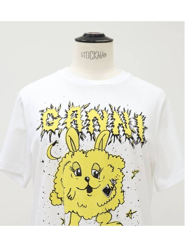 yellow rabbit graphic short sleeve t-shirt - GANNI - BALAAN 3