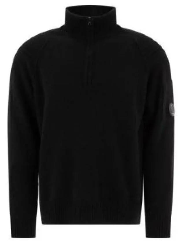 Lambswool GRS Half Zipped Knit Top Black - CP COMPANY - BALAAN 2