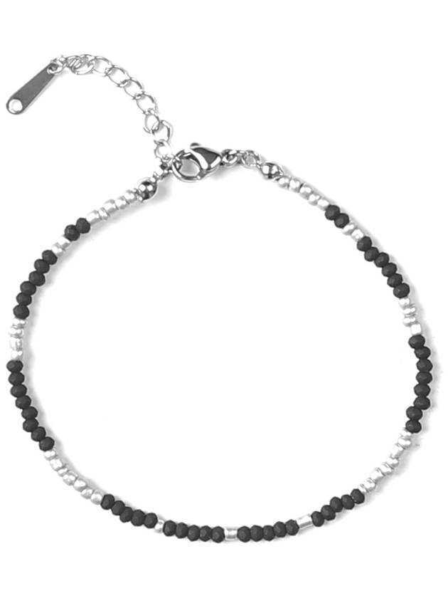 Glass Beads Vienna Snake Chain Bracelet Silver Black - S SY - BALAAN 6