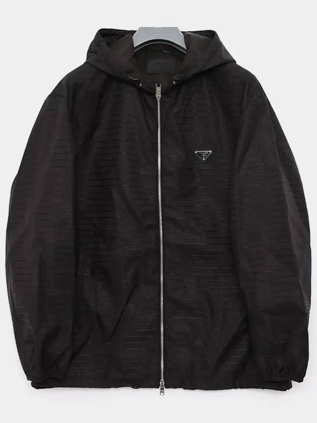 Triangle Logo Nylon Hooded Jacket Black - PRADA - BALAAN 3