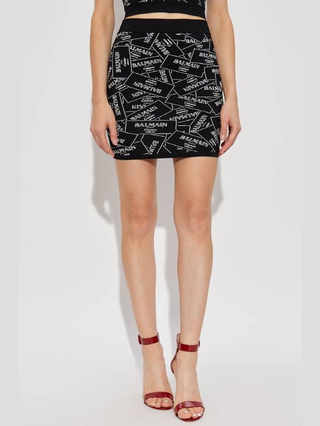 Balmain Short Skirt With Monogram, Women's, Black - BALMAIN - BALAAN 3