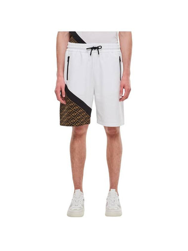 Bermuda Elastic Drawstring Waist Shorts White Black - FENDI - BALAAN 1