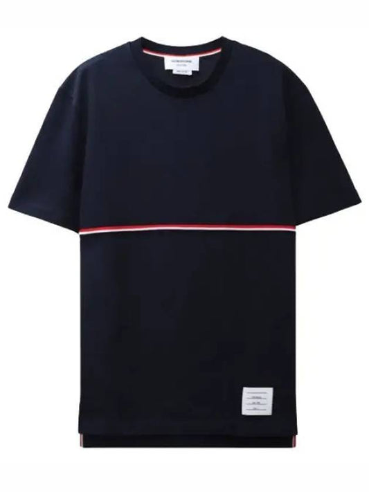 RWB Trimmed Midweight Jersey Short Sleeve Tee T Shirt Women - THOM BROWNE - BALAAN 1