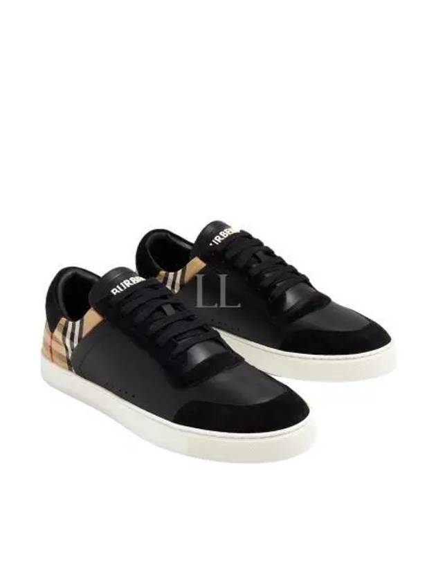 Checked Leather Suede Low Top Sneakers Black - BURBERRY - BALAAN 2