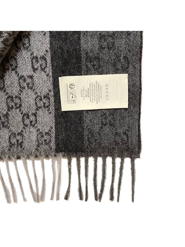 GG Wool Cashmere Muffler Grey - GUCCI - BALAAN 5