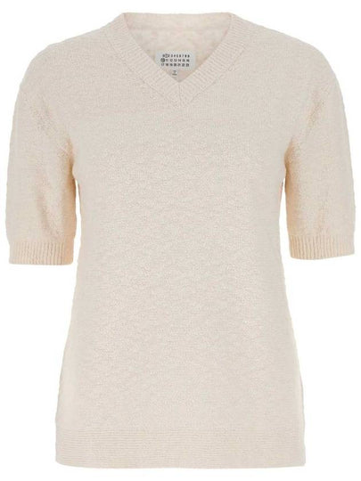 V-Neck Knit Top White - MAISON MARGIELA - BALAAN 2