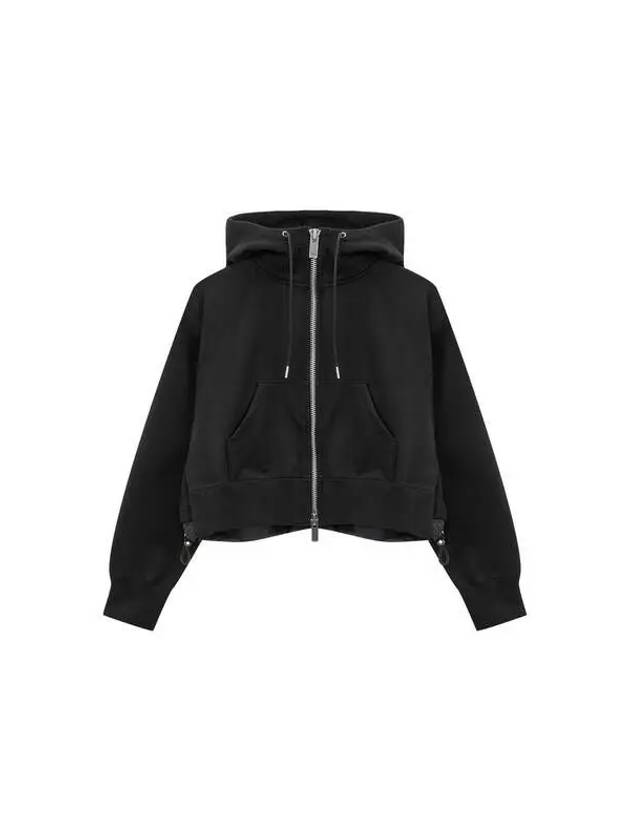 Women s color combination layered crop hood zip up black - SACAI - BALAAN 1