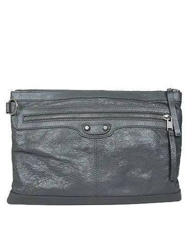 273022 Gray Leather Classic Motor Clutch Bag - BALENCIAGA - BALAAN 1