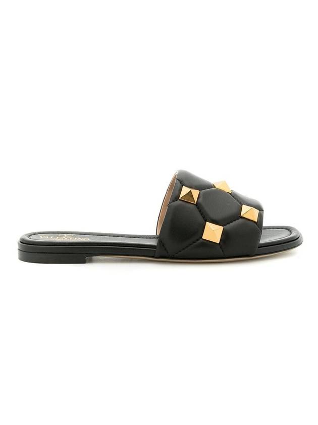 Roman Studded Quilted Nappa Slippers Black - VALENTINO - BALAAN 1