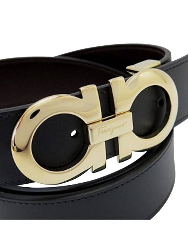 Gancini Reversible Adjustable Leather Belt Black - SALVATORE FERRAGAMO - BALAAN 7