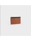 Triomphe Canvas Gold Zipper Card Wallet Tan - CELINE - BALAAN 3