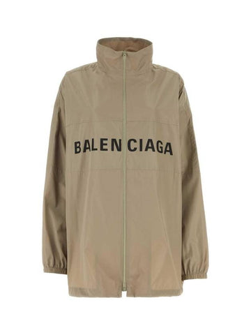 Logo Print Zip-up Jacket Beige - BALENCIAGA - BALAAN 1