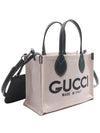 Printed Small Canvas Tote Bag Beige Green - GUCCI - BALAAN 4