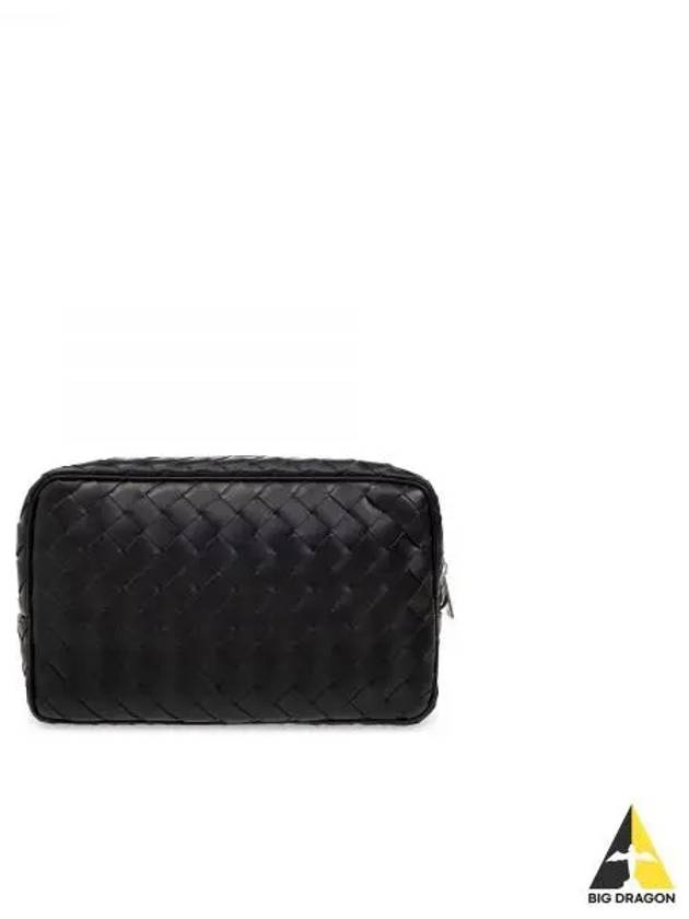 Intrecciato Zipper Leather Pouch Bag Navy - BOTTEGA VENETA - BALAAN 2