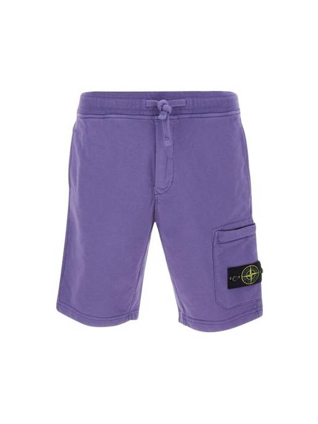 Cotton Fleece Cargo Bermuda Shorts Purple - STONE ISLAND - BALAAN 2